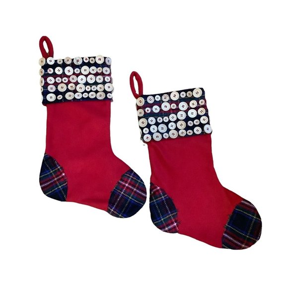 Christmas Stockings with Wooden Buttons - Picture 1 of 10